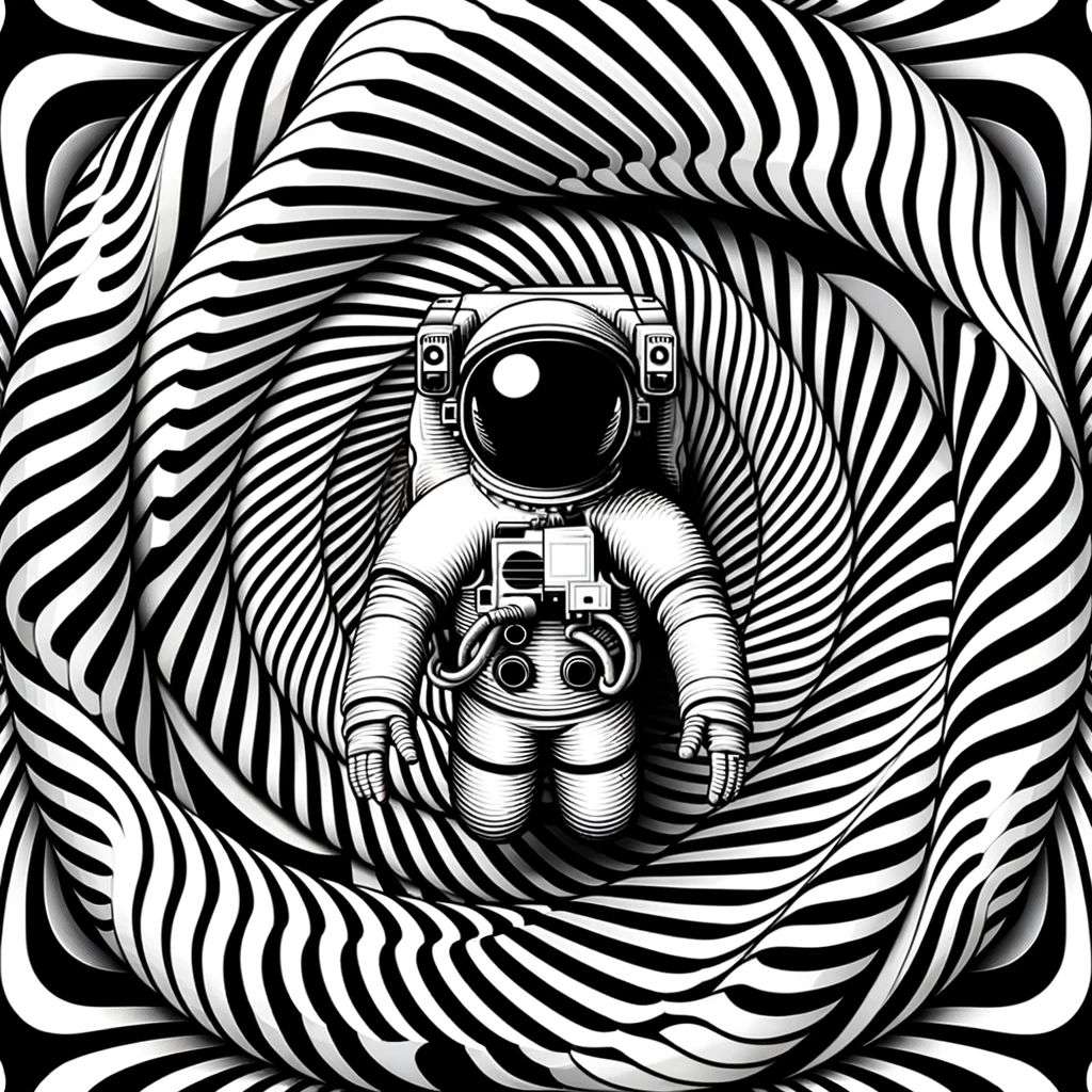 an astronaut, digital art, op art